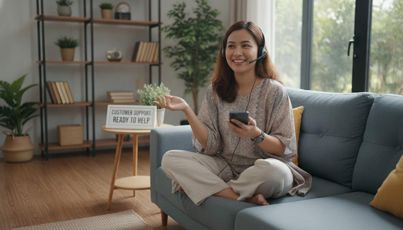 Customer Support Team Woman reaching out for support